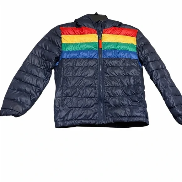 Primary Kids Puffer Jacket with Multicolor Stripes​